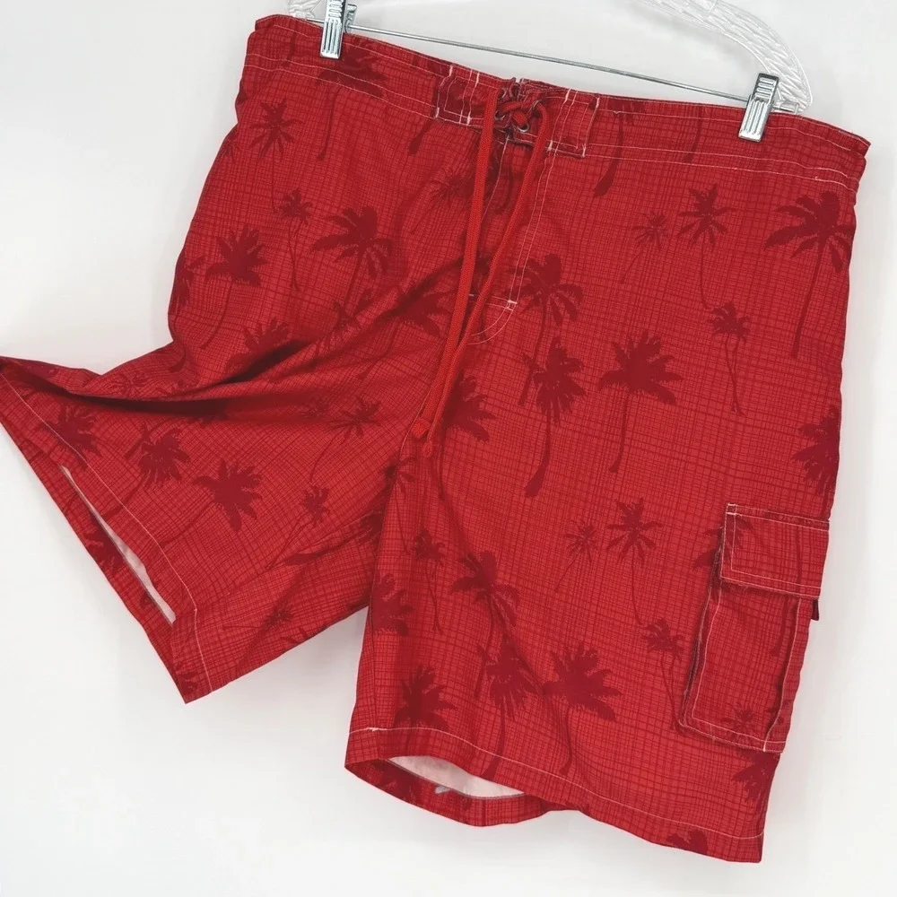 Junction West Orange Palm Tree‎ Cargo Board Shorts XL Beach Resortwear 101-10